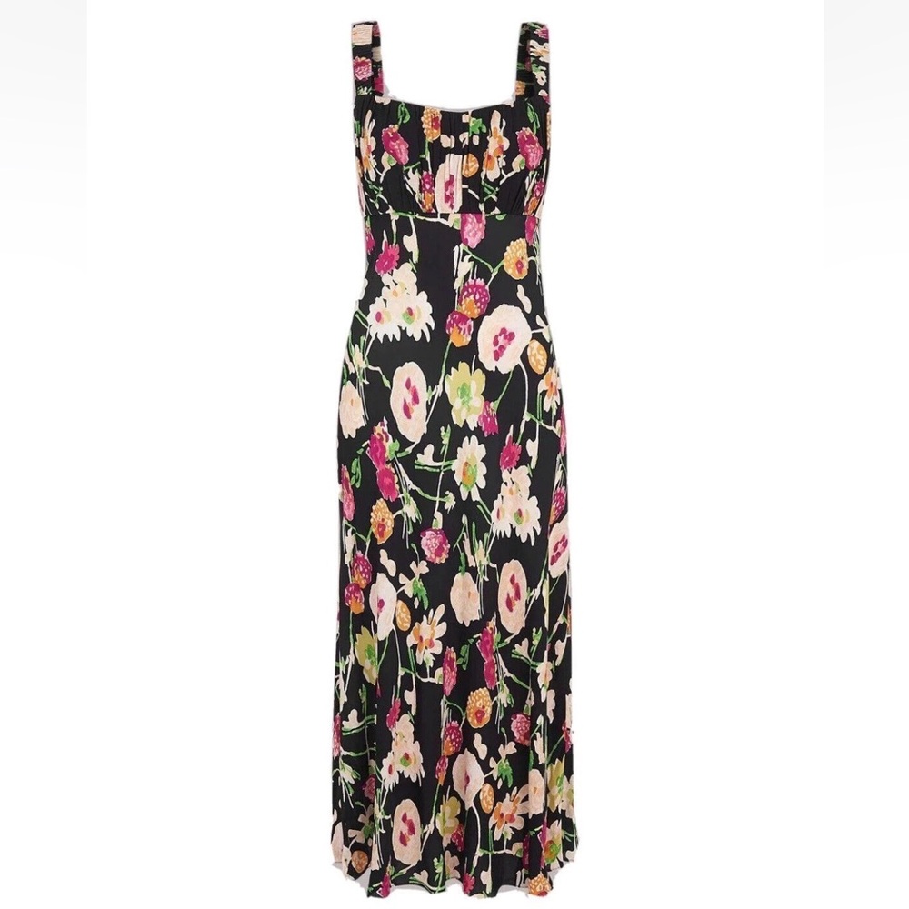 Whistles Maila electric floral dress in black multi